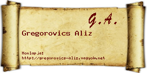 Gregorovics Aliz névjegykártya